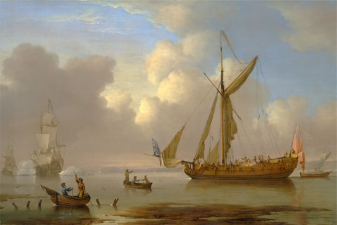 Royal Yacht Becalmed at Anchor Signed, lower right: "P. Monamy : pinx :", Peter Monamy, 1681-1749,
