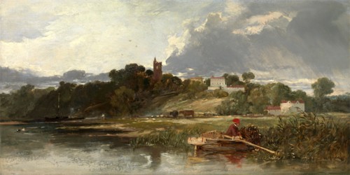 Gillingham on the Medway Signed and dated, lower center (on stem of boat): "W Mull r [the "r" is