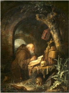 Gerrit Dou, Dutch (1613-1675), The Hermit, 1670, oil on panel