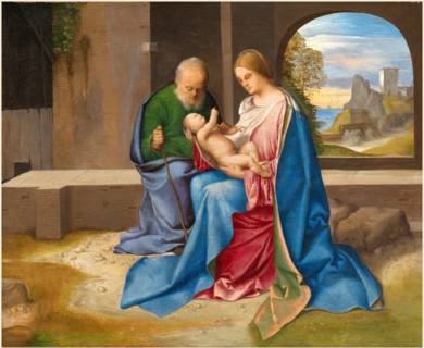 Giorgione, Italian (1477-1478-1510), The Holy Family, probably c. 1500, oil on panel transferred to