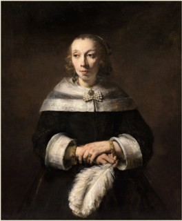 Rembrandt van Rijn, Dutch (1606-1669), Portrait of a Lady with an Ostrich-Feather Fan, c.