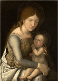 Circle of Andrea Mantegna (Possibly Correggio), Madonna and Child, c. 1505-1510, oil on canvas