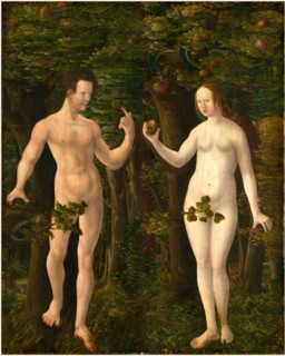 Workshop of Albrecht Altdorfer, The Fall of Man [middle panel], c. 1535, oil on hardboard