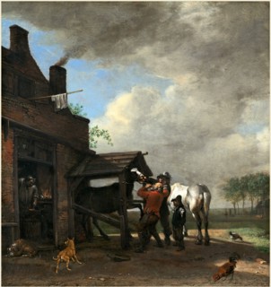 Paulus Potter, Dutch (1625-1654), A Farrier's Shop, 1648, oil on panel