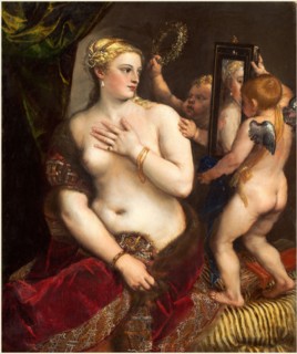 Titian, Italian (c. 1490-1576), Venus with a Mirror, c. 1555, oil on canvas