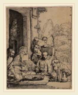 Rembrandt van Rijn, Abraham Entertaining the Angels, Dutch, 1606-1669, 1656, etching and drypoint