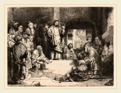 Rembrandt van Rijn, Dutch (1606-1669), Christ Preaching (La petite Tombe), c. 1652, etching,