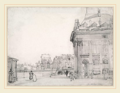 Thomas Shotter Boys, Ile de la Cité from the Institut, Paris, British, 1803-1874, c. 1832, graphite