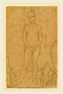 Georges Seurat, Study after "The Models", French, 1859-1891, 1888, pen and brown ink over graphite