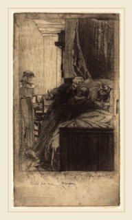 Albert Besnard, French (1849-1934), Sickness (La Maladie), 1884, etching and aquatint on laid paper