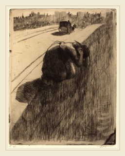 Albert Besnard, French (1849-1934), The Suicide (Le Suicide), c. 1886, etching in black with plate