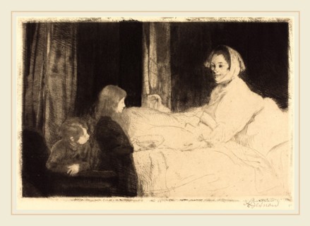 Albert Besnard, French (1849-1934), The Sick Mother (La mÃ¨re malade), 1889, etching