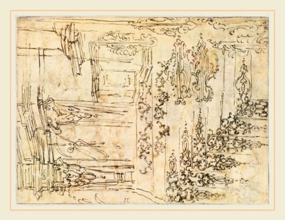 Claude Gillot, Studies of Ornament and Architecture, French, 1673-1722, c. 1710, pen and brown ink