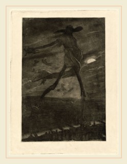 Félicien Rops, Satan Sowing Tare (Satan semant l'ivraie), Belgian, 1833-1898, aquatint and etching