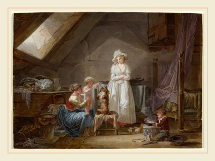 Jean-Baptiste Mallet, Young French Marquise in Exile in Lausanne, French, 1759-1835, 1789, gouache