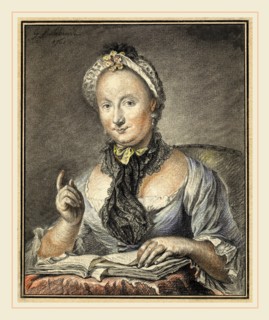 Georg Friedrich Schmidt, German (1712-1775), The Artist's Wife with a Book, 1752, black and red