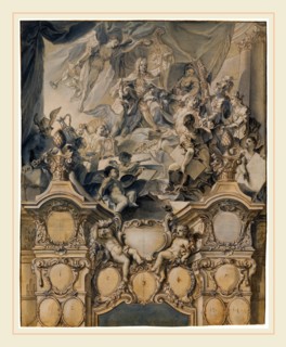 Johann Evangelist Holzer, German (1709-1740), The Arts and Powers Pay Homage to Emperor Charles VI,