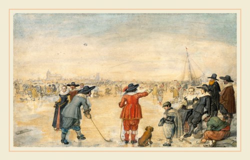 Hendrick Avercamp, Dutch (1585-1634), Winter Games on the Frozen River Ijssel, c. 1626, pen and
