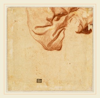 Dutch 17th Century, Drapery Study (verso), c. 1631, red chalk, with touches of black chalk, on laid