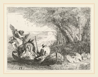 Giovanni Domenico Tiepolo, Italian (1727-1804), The Holy Family Being Ferried Across the River,