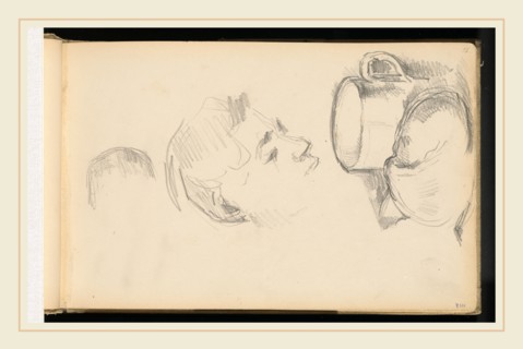 Paul Cézanne, A Head, a Cup, and a Bread Roll, French, 1839-1906, 1891-1894, graphite on wove paper