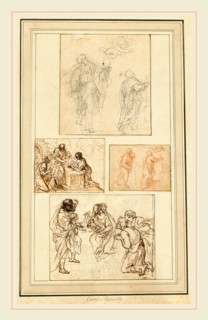Agostino Masucci, Italian (1691-1758), Studies of Saint Joseph and the Adoration (four sketches