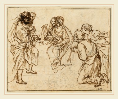 Agostino Masucci, Italian (1691-1758), The Adoration of the Shepherds, black chalk with brown ink