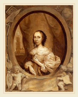 Cornelis Jonson van Ceulen,English, (1593-1661), Anna Maria van Schurman, 1657, oil on panel