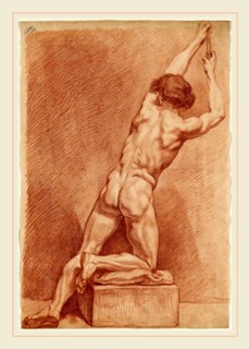 William Etty, British (1787-1849), A Male Nude Seen from behind, red chalk on laid paper