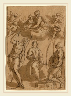 Jacopo Palma il Giovane, Italian (1544 or 1548-1628), Madonna and Child in Glory with Saints John