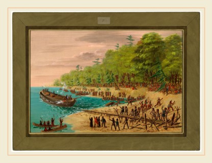 George Catlin, Launching of the Griffin.  July 1679, American, 1796-1872, 1847-1848, oil on canvas