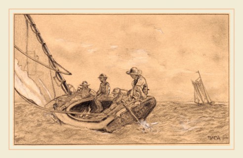 Winslow Homer, American (1836-1910), Breezing Up, c. 1879, graphite highlighted with black crayon