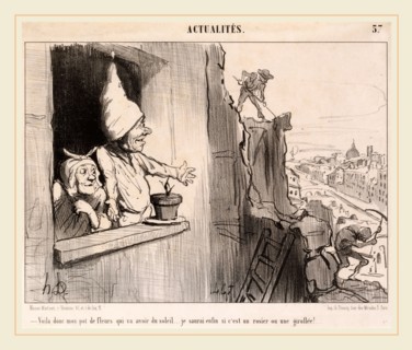 Honoré Daumier, Voila... mon pot de fleurs... va avoir du soleil..., French, 1808-1879, 1852,