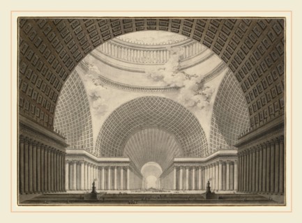 Etienne-Louis Boullée, Perspective View of the Interior of a Metropolitan Church, French,