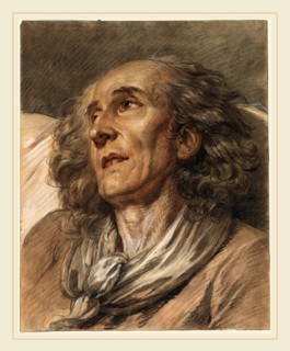 Jean-Baptiste Greuze, Bust of an Old Man, French, 1725-1805, probably 1763, red, black, and white