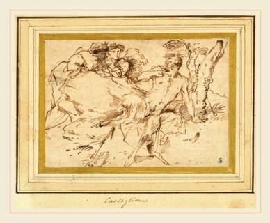 Giovanni Benedetto Castiglione, Italian (1609 or before-1664), Two Nymphs and a Satyr, c.