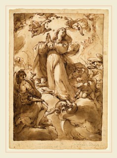 Ubaldo Gandolfi, Italian (1728-1781), The Virgin of the Immaculate Conception, 1768-1778, pen and
