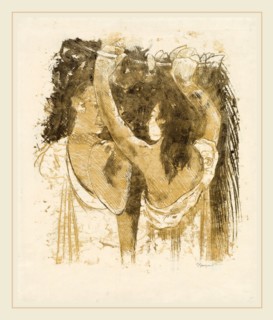 Paul Gauguin, Two Tahitians Gathering Fruit [recto], French, 1848-1903, 1899-1900, traced monotype,