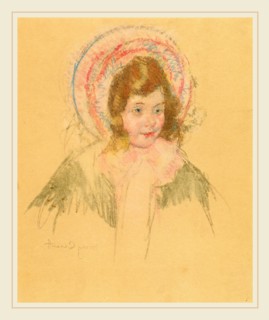 Mary Cassatt, Sara Wearing a Bonnet and Coat, American, 1844-1926, c. 1904-1906, pastel over pastel
