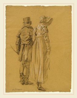 Philibert d'Amiens de Ranchicourt, French (1781-1825), A Fashionable Couple Seen from Behind, c.