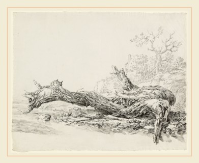 Jean-Antoine Constantin, French (1756-1844), An Ancient Tree Fallen Beside a Stream, c. 1814, pen