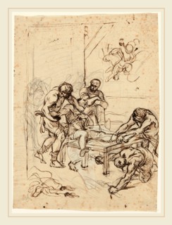 Lodovico Carracci, The Martyrdom of Saint Lawrence, Italian, 1555-1619, pen and brown and gray ink
