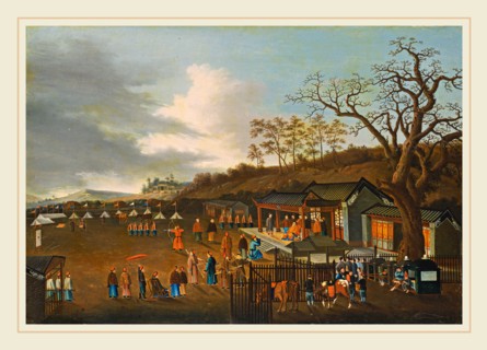 Chinese Qing Dynasty, Archery Contest, 19th century, oil on cotton