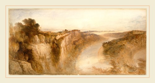 John Martin, View on the River Wye, Looking towards Chepstow, British, 1789-1854, 1844, watercolor,