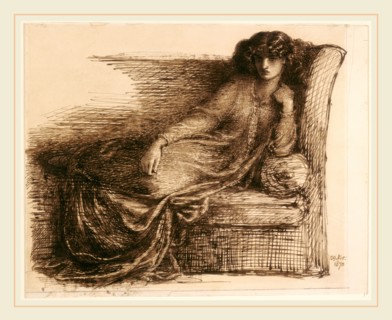 Dante Gabriel Rossetti, Jane Morris, British, 1828-1882, 1870, pen and iron gall ink with brown
