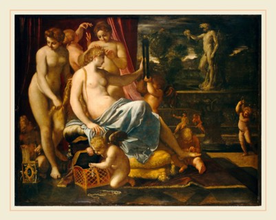 Annibale Carracci, Venus Adorned by the Graces, Italian, 1560-1609, 1590-1595, oil on panel