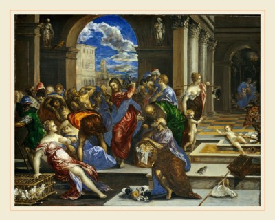 El Greco (Domenikos Theotokopoulos), Christ Cleansing the Temple, Greek, 1541-1614, probably before
