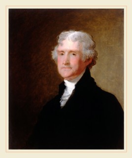 Gilbert Stuart, Thomas Jefferson, American, 1755-1828, c. 1821, oil on wood