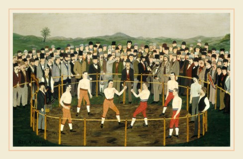 George A. Hayes, Bare Knuckles, American, active c. 1870-1885, c. 1870-1885, oil on paperboard on