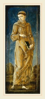 CosmÃ¨ Tura, The Annunciation with Saint Francis and Saint Louis of Toulouse [far left panel],